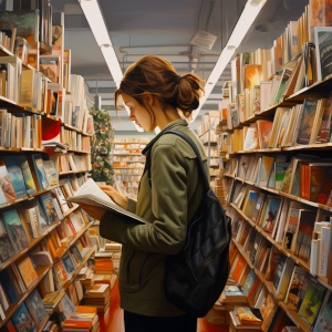 Acheter des livres pour enrichir sa bibliothèque Personne choisissant et achetant des livres pour compléter sa bibliothèque personnelle