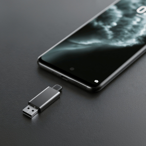 Adaptateur USB permettant de brancher une clé USB sur un téléphone portable