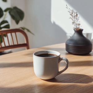 Tasse de café chaud préparée avec une machine à café