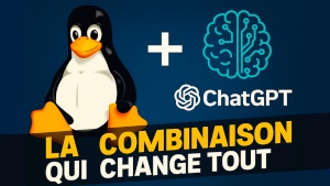 ChatGPT et Linux, la combinaison qui change tout Illustration de Tux et du logo ChatGPT côte à côte sur fond numérique