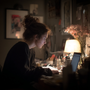 Créatrice de contenu travaillant sur son blog pour s’adapter aux nouveaux usages du web