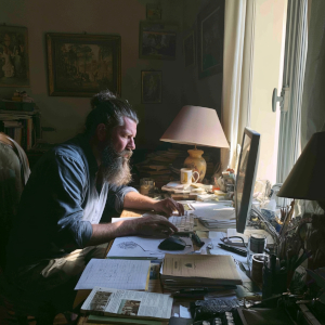Écrivain travaillant sur son prochain livre sur ordinateur Auteur en pleine rédaction de son futur ouvrage sur ordinateur portable