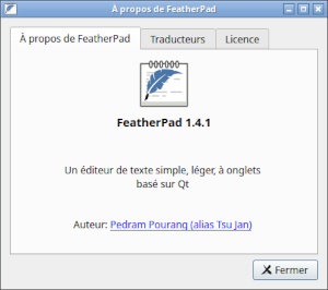 Éditeur de texte FeatherPad affichant un fichier texte sous Linux