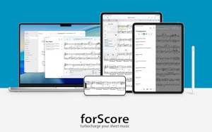 Interface de l’application forScore affichant une partition musicale sur iPad