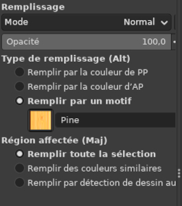 Fonction remplissage de GIMP utilisant un motif pour créer des textures graphiques
