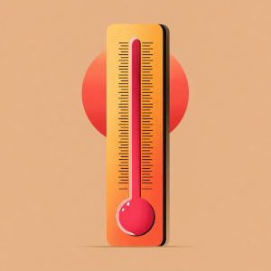 Thermomètre indiquant une température élevée illustrant les risques de fortes chaleurs pour les ordinateurs