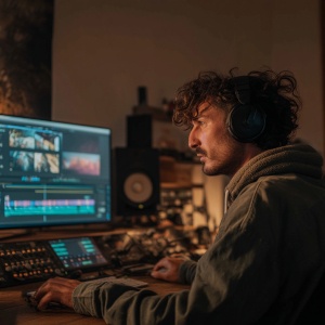 Youtubeur en train de supprimer le bruit de fond d’un enregistrement audio avec Audacity